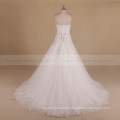 Brilliant Strapless Bling Beads Slim A-line Sweet Heart Wedding Dress Chapel Tail